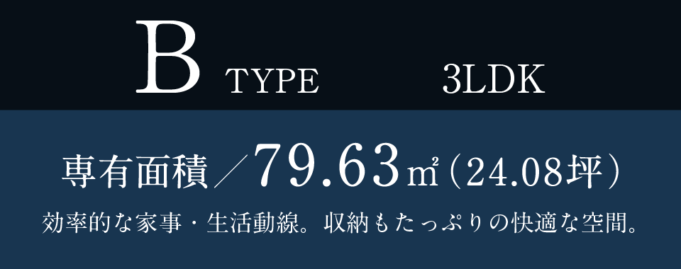 Btype 3LDK 専有面積／79.63㎡（24.08坪）