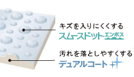 デュアルコート付きスムースドットエンボス加工シンクの仕様画像